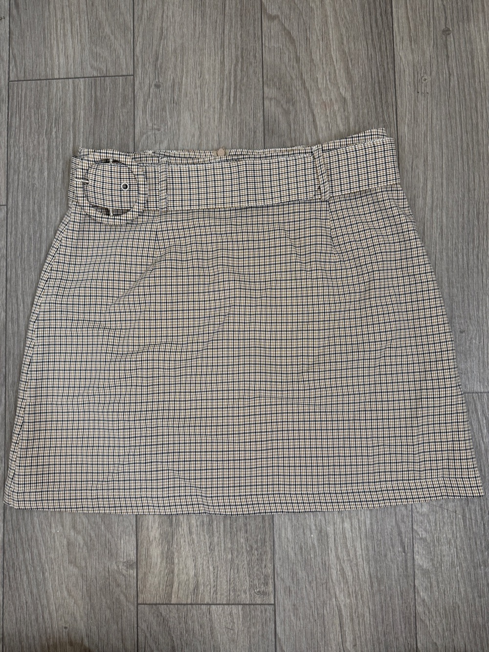 Charlie Holiday Femi Plaid Belted Mini Skirt Size 6 Tan Brown Preppy Academia